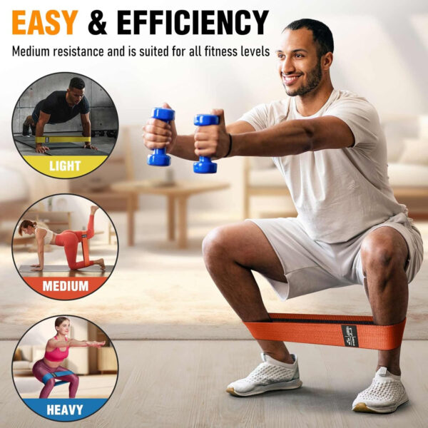 Fabric Resistance Bands for Working Out - Exercise Bands for Women and Men, Booty Bands for Legs and Glute, Yoga, Pilates, Rehab, Fitness and Home Workout