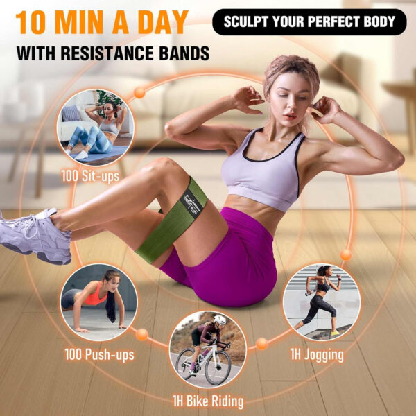 Fabric Resistance Bands for Working Out - Exercise Bands for Women and Men, Booty Bands for Legs and Glute, Yoga, Pilates, Rehab, Fitness and Home Workout