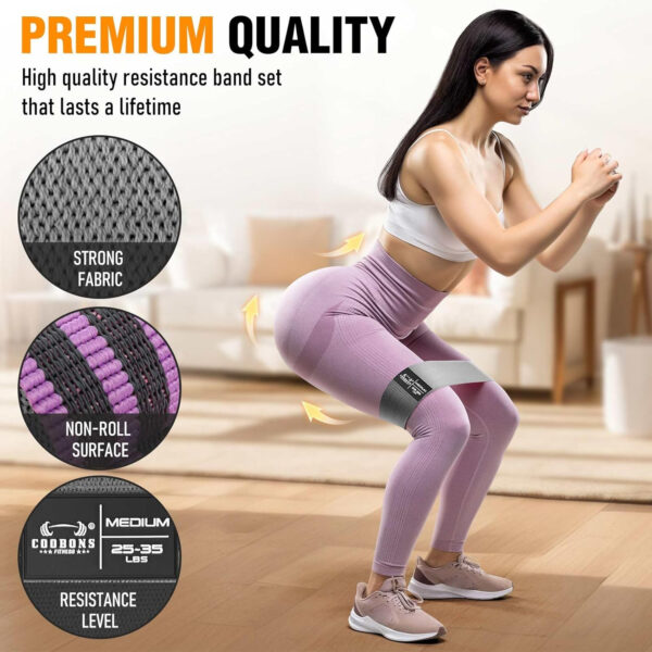 Fabric Resistance Bands for Working Out - Exercise Bands for Women and Men, Booty Bands for Legs and Glute, Yoga, Pilates, Rehab, Fitness and Home Workout
