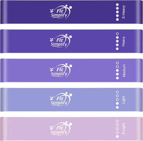 Fit Simplify Resistance Loop Exercise Bands with Instruction Guide and Carry Bag, Set of 5