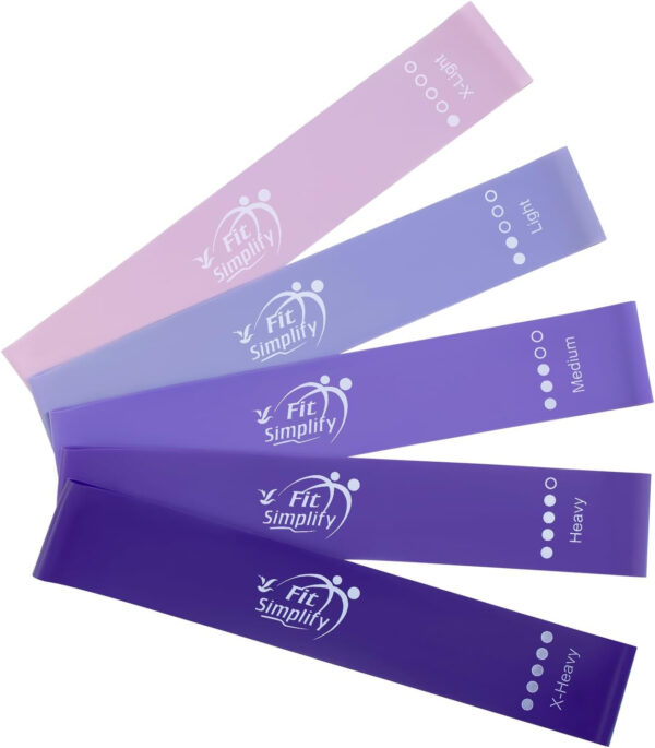Fit Simplify Resistance Loop Exercise Bands with Instruction Guide and Carry Bag, Set of 5