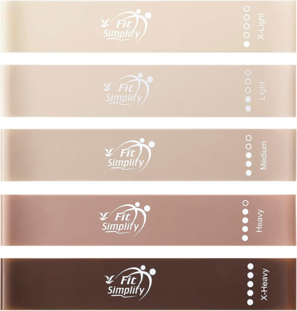 Fit Simplify Resistance Loop Exercise Bands with Instruction Guide and Carry Bag, Set of 5