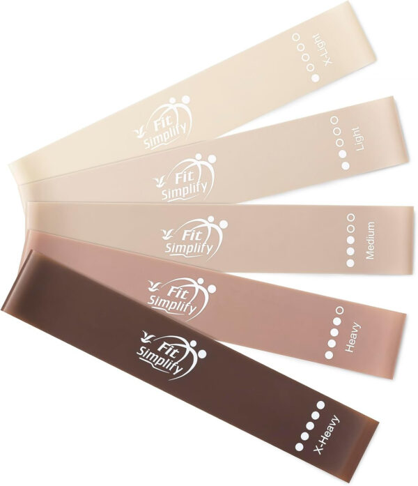 Fit Simplify Resistance Loop Exercise Bands with Instruction Guide and Carry Bag, Set of 5