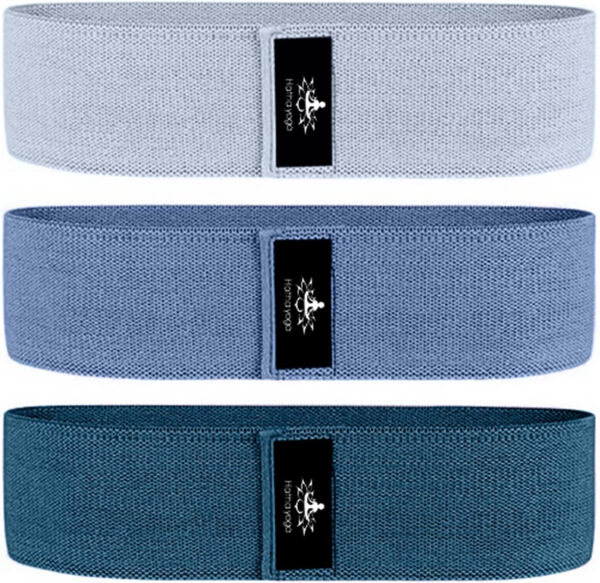 Hatha Yoga Large Resistance Band,14.5" x3.15",Fabric Exercise Loop Bands with Instruction Guide and Carry Bag, Set of 3.