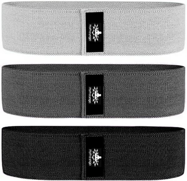 Hatha Yoga Large Resistance Band,14.5" x3.15",Fabric Exercise Loop Bands with Instruction Guide and Carry Bag, Set of 3.