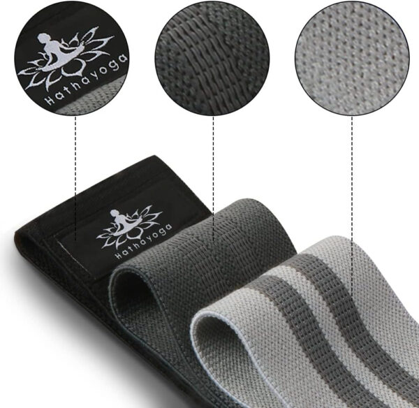 Hatha Yoga Large Resistance Band,14.5" x3.15",Fabric Exercise Loop Bands with Instruction Guide and Carry Bag, Set of 3.