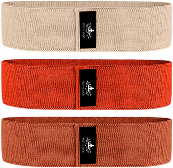Hatha Yoga Large Resistance Band,14.5" x3.15",Fabric Exercise Loop Bands with Instruction Guide and Carry Bag, Set of 3.