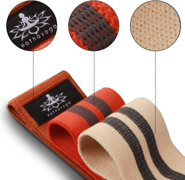 Hatha Yoga Large Resistance Band,14.5" x3.15",Fabric Exercise Loop Bands with Instruction Guide and Carry Bag, Set of 3.