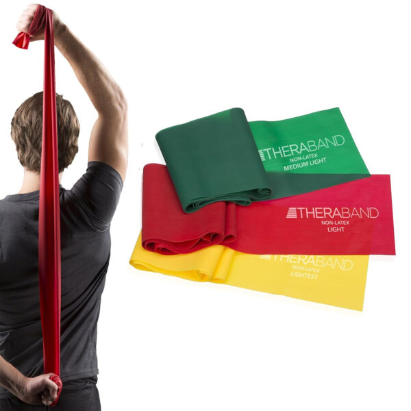68933e52de5a712c6ddb7a8ce0f9886f78673555731e6a30f8736.jpg THERABAND Resistance Bands Set, Professional Elastic Band For Upper & Lower Body Exercise, Strength Training without Weights, Physical Therapy, Pilates, Rehab, Yellow & Red & Green, Beginner