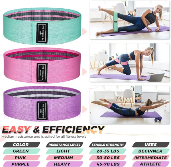Renoj Resistance Bands, Yoga Starter Sets for Women and Men, 3 Set of Stretch Exercise Workout Bands for Booty Legs, Elastic Pilates Flexbands