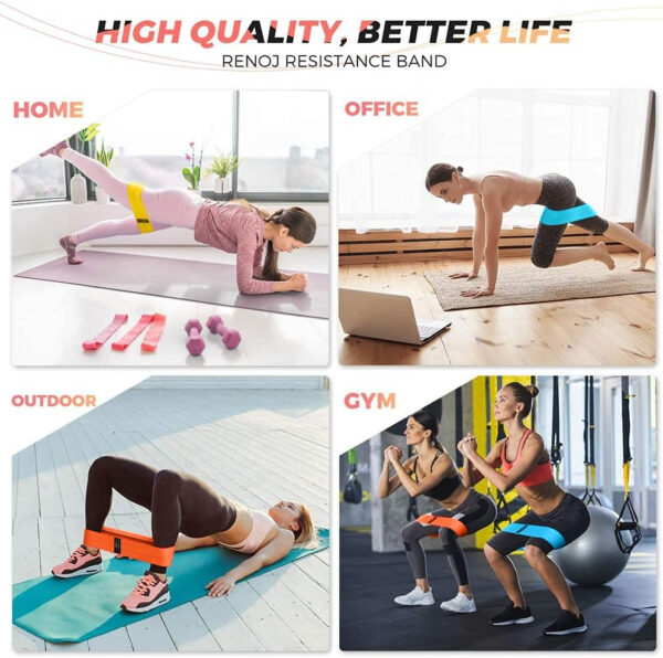 Renoj Resistance Bands, Yoga Starter Sets for Women and Men, 3 Set of Stretch Exercise Workout Bands for Booty Legs, Elastic Pilates Flexbands
