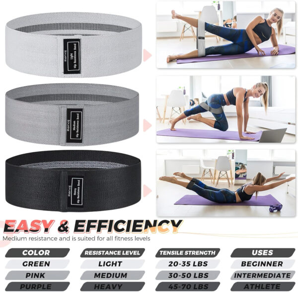 Renoj Resistance Bands, Yoga Starter Sets for Women and Men, 3 Set of Stretch Exercise Workout Bands for Booty Legs, Elastic Pilates Flexbands