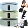 Wide Fabric Resistance Bands for Working Out, 3 Level Non-Slip Exercise Booty Bands for Women & Men Leg and Glutes with Hair Ties and Tape Measure - for Home Gym Workout, Yoga, Pilates