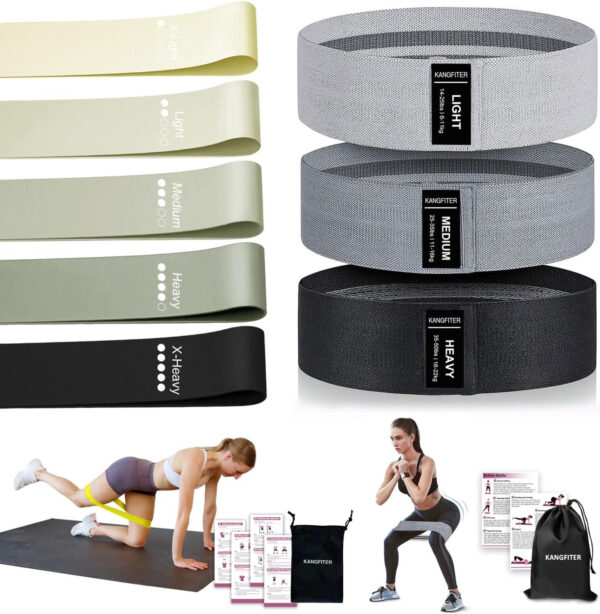 Non-Slip Fabric Resistance Bands for Working Out, Loop Exercise Bands for Booty Leg, Butt, Glute, Stretch Workout Bands for Women & Men, Hip Elastic Bands for Home Gym Fitness, Yoga, Pilates