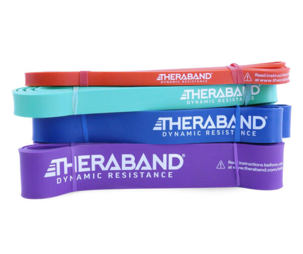 68933f885b409f95d228c4595a870606290931c0d8e3b096f9e74.jpg THERABAND High Resistance Bands, Set of 2 Elastic Super Bands for Improving Flexibility, Injury Rehab, & Full Body Workouts, Heavy Duty Stretch Bands for Lifting, 1 Light & 1 Medium Band