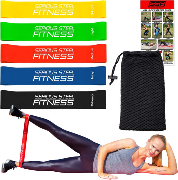 Serious Steel Fitness Mini Resistance Loop Bands | Rehab and Prehab Stretch Bands | 12" Exercise Workout Bands (Sets of 5 Pack and Sets of 10 Pack Trainer Options Available!)