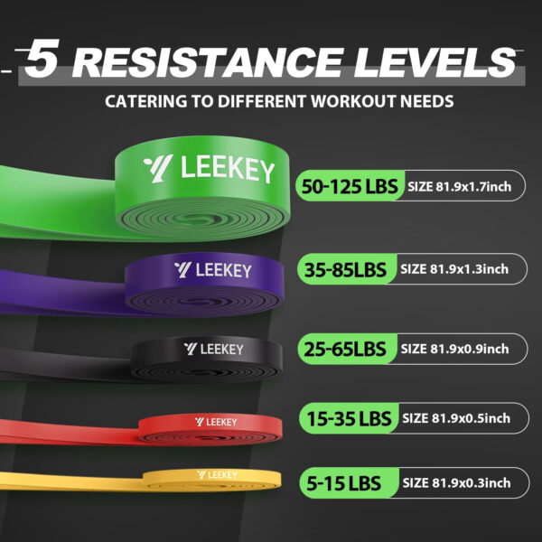 6893402158ab84e6a97a5b05996f3b9bade4331e637ce2cae4631.jpg LEEKEY Resistance Bands Set for Pull-Up Assistance & Full-Body Training, Multi-Level Exercise Bands with Bag for Home Workouts, Physical Therapy, Strength Training (Men/Women)