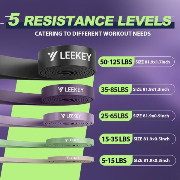 6893404701dbe056fb3d5e18b08e884b805c9d59a2e36fde1179c.jpg LEEKEY Resistance Bands Set for Pull-Up Assistance & Full-Body Training, Multi-Level Exercise Bands with Bag for Home Workouts, Physical Therapy, Strength Training (Men/Women)
