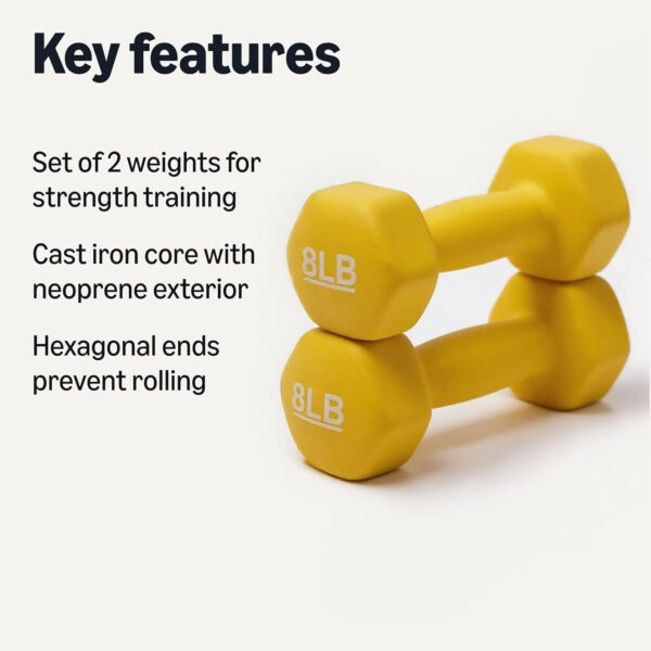 Amazon Basics Neoprene Dumbbell Hand Weights for Exercise and Muscle Toning