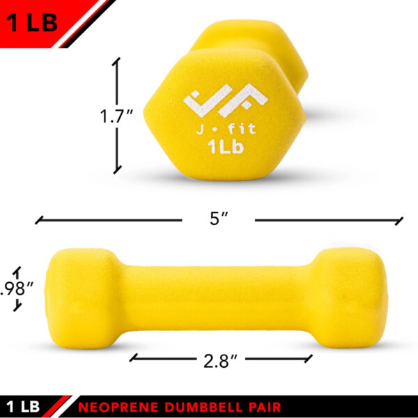 6893480aeba05c8a5e20d7a488e63d828d090dd8ca4027ad88042.jpg JFIT Neoprene Dumbbell (Set of 2), 1 LBS