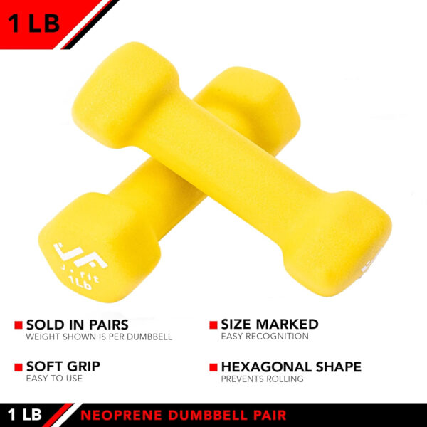 6893480c2b7b8e6f2b975d8ed543206c19da0df42ea499f3fd0e9.jpg JFIT Neoprene Dumbbell (Set of 2), 1 LBS