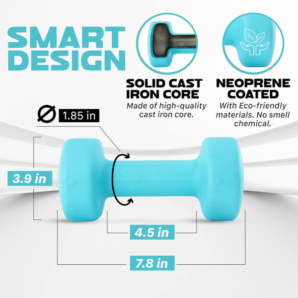 Yes4All Neoprene Coated Dumbbell Hand Weight Sets of 2 - Multiple Weight Options with 15 Colors, Anti-roll, Anti-Slip, Hexagon Shape