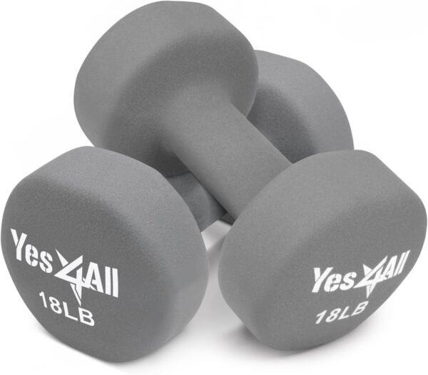 Yes4All Neoprene Coated Dumbbell Hand Weight Sets of 2 - Multiple Weight Options with 15 Colors, Anti-roll, Anti-Slip, Hexagon Shape