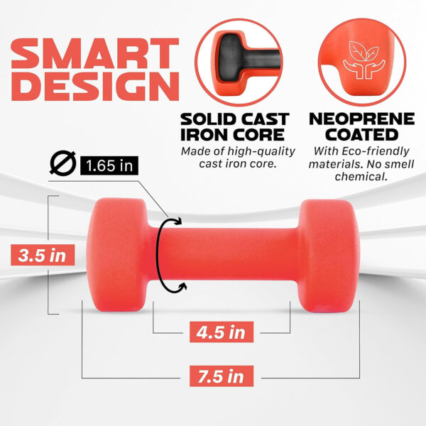 Yes4All Neoprene Coated Dumbbell Hand Weight Sets of 2 - Multiple Weight Options with 15 Colors, Anti-roll, Anti-Slip, Hexagon Shape