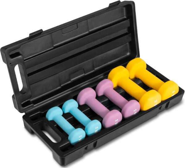 Yes4All Neoprene Coated Dumbbell Hand Weight Sets - Multiple Weight Options with Rack, Anti-roll, Anti-Slip, Hexagon Shape