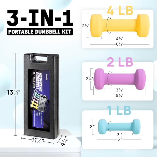 Yes4All Neoprene Coated Dumbbell Hand Weight Sets - Multiple Weight Options with Rack, Anti-roll, Anti-Slip, Hexagon Shape