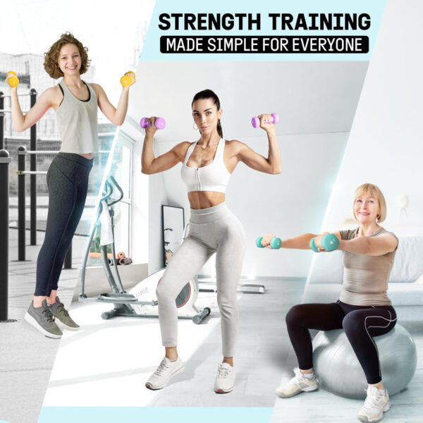 Yes4All Neoprene Coated Dumbbell Hand Weight Sets - Multiple Weight Options with Rack, Anti-roll, Anti-Slip, Hexagon Shape