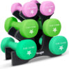 Yes4All Neoprene Coated Dumbbell Hand Weight Sets - Multiple Weight Options with Rack, Anti-roll, Anti-Slip, Hexagon Shape