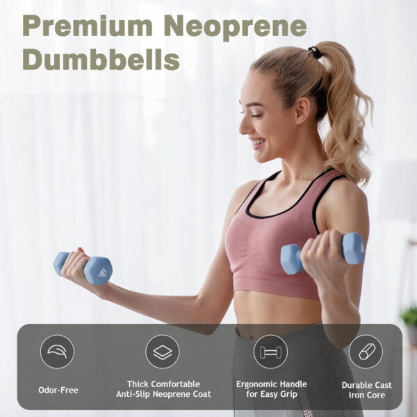 68934932d165e79bd6160df19ba8c63b8cb627ca5ef2a44714c36.jpg LIONSCOOL Set of 2 Neoprene Coated Dumbbell Hand Weights, Anti-Slip and Anti-Roll Hex Dumbbells in Pair for Strength Training, Resistance Training