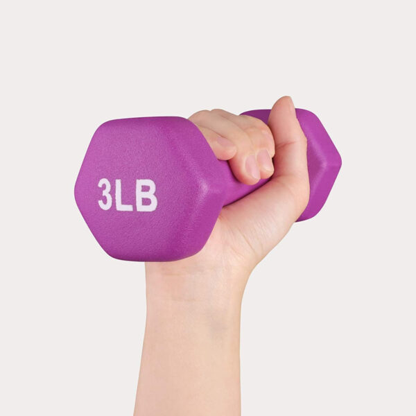 6893494211f3021b6d5d80fb1c43e785bf85a97841726ab93fed5.jpg LIONSCOOL Set of 2 Neoprene Coated Dumbbell Hand Weights, Anti-Slip and Anti-Roll Hex Dumbbells in Pair for Strength Training, Resistance Training