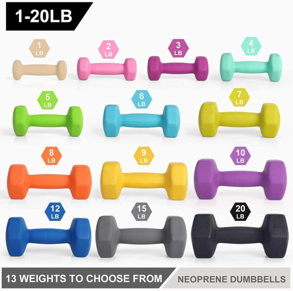 68934943322dccd2c970af86c8ae2a57dfa660ec4b7e2d49603cc.jpg LIONSCOOL Set of 2 Neoprene Coated Dumbbell Hand Weights, Anti-Slip and Anti-Roll Hex Dumbbells in Pair for Strength Training, Resistance Training