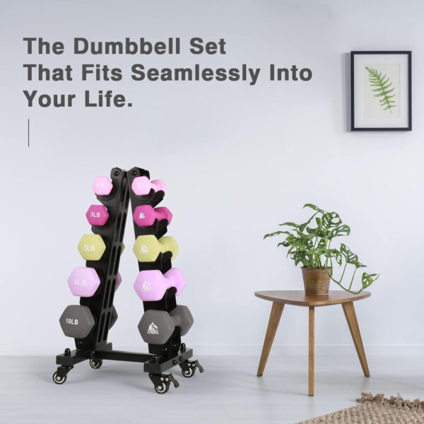 6893494a015a0d0762df5259eb820acdfc990eedd2106b678c519.jpg LIONSCOOL Set of 2 Neoprene Coated Dumbbell Hand Weights, Anti-Slip and Anti-Roll Hex Dumbbells in Pair for Strength Training, Resistance Training