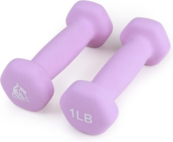 68934953a2ea34c04cef792fb5a78d0dc4fe99ade31ba7a26b206.jpg LIONSCOOL Set of 2 Neoprene Coated Dumbbell Hand Weights, Anti-Slip and Anti-Roll Hex Dumbbells in Pair for Strength Training, Resistance Training
