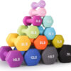 689349571a96b575129c4c859c89be86d38972534073a6da1b865.jpg LIONSCOOL Set of 2 Neoprene Coated Dumbbell Hand Weights, Anti-Slip and Anti-Roll Hex Dumbbells in Pair for Strength Training, Resistance Training