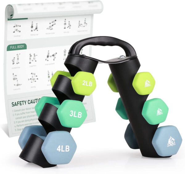 6893495b466098b35e46a9bf0bad5038574373f21a4c922c38dab.jpg LIONSCOOL Set of 2 Neoprene Coated Dumbbell Hand Weights, Anti-Slip and Anti-Roll Hex Dumbbells in Pair for Strength Training, Resistance Training