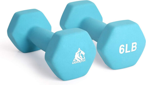 68934965933ee94ac5171eb83c0604953d55af92dfc8c6fd80912.jpg LIONSCOOL Set of 2 Neoprene Coated Dumbbell Hand Weights, Anti-Slip and Anti-Roll Hex Dumbbells in Pair for Strength Training, Resistance Training