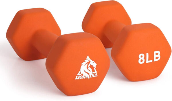 689349827d4a1c7cd220b4ac3a1e8ea9792fa56005d339e4ccdc0.jpg LIONSCOOL Set of 2 Neoprene Coated Dumbbell Hand Weights, Anti-Slip and Anti-Roll Hex Dumbbells in Pair for Strength Training, Resistance Training