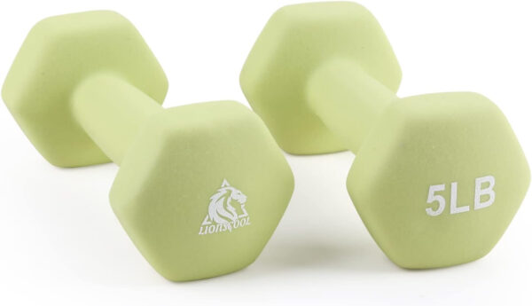 6893498cb92513927ae0769704dd00d2362aebf848d217485b459.jpg LIONSCOOL Set of 2 Neoprene Coated Dumbbell Hand Weights, Anti-Slip and Anti-Roll Hex Dumbbells in Pair for Strength Training, Resistance Training