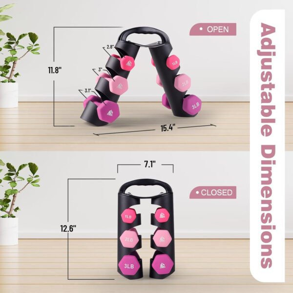 68934998a478fd13282b659343943695f0ea4d61702745b40ab27.jpg LIONSCOOL Set of 2 Neoprene Coated Dumbbell Hand Weights, Anti-Slip and Anti-Roll Hex Dumbbells in Pair for Strength Training, Resistance Training