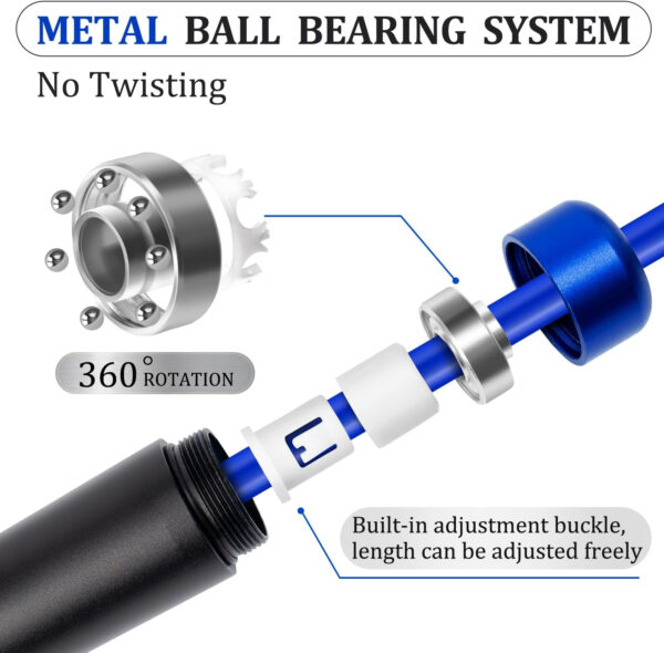 68934ba10a524c57c85d7e28e170392db038290a6dea5adc8e189.jpg 1LB Weighted Jump Ropes for fitness Women Men, Tangle-Free Ball Bearing Rapid Speed Skipping Jump Rope with Adjustable 9mm Cotton & PVC Cord, Aluminum Handles for MMA, Boxing, CrossFit, Weight-loss Workouts