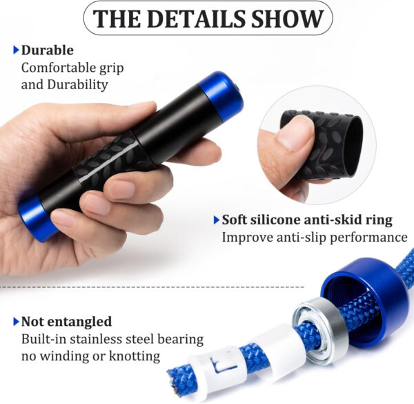 68934ba22bad0fadfa083cfc927b4937c78c3532ad10f4a9f2c30.jpg 1LB Weighted Jump Ropes for fitness Women Men, Tangle-Free Ball Bearing Rapid Speed Skipping Jump Rope with Adjustable 9mm Cotton & PVC Cord, Aluminum Handles for MMA, Boxing, CrossFit, Weight-loss Workouts