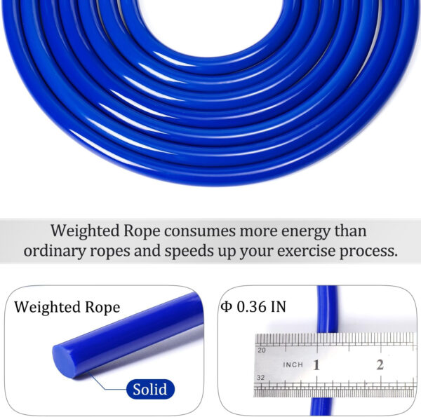 68934ba58ce1b30ad33bcfbd5b6264210aa61ed7fcc4a3e425e12.jpg 1LB Weighted Jump Ropes for fitness Women Men, Tangle-Free Ball Bearing Rapid Speed Skipping Jump Rope with Adjustable 9mm Cotton & PVC Cord, Aluminum Handles for MMA, Boxing, CrossFit, Weight-loss Workouts