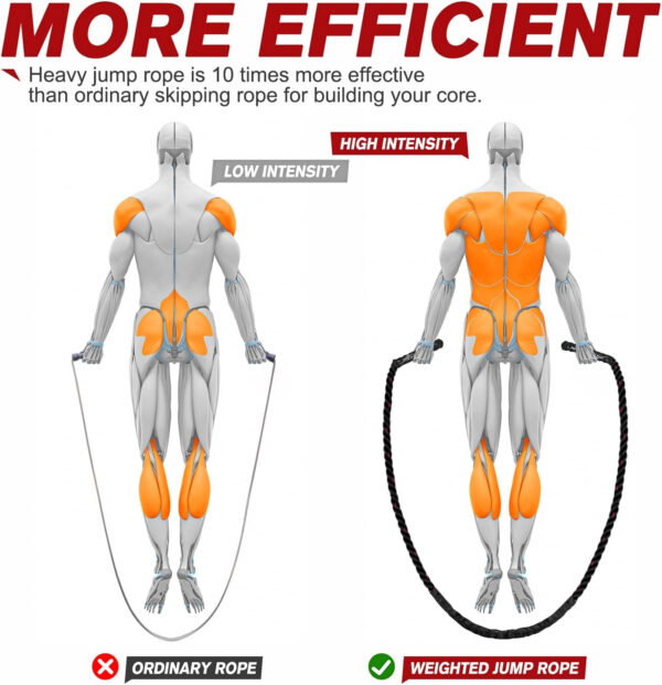 HPYGN Jump Rope, Weighted Jump Rope for Men women, 2.8lb 3.8lb 5lb Heavy Skipping Rope for Exercise, Adult Jumpropes for Home Workout, Improve Strength and Building Muscle,Total Body Workout Equipment