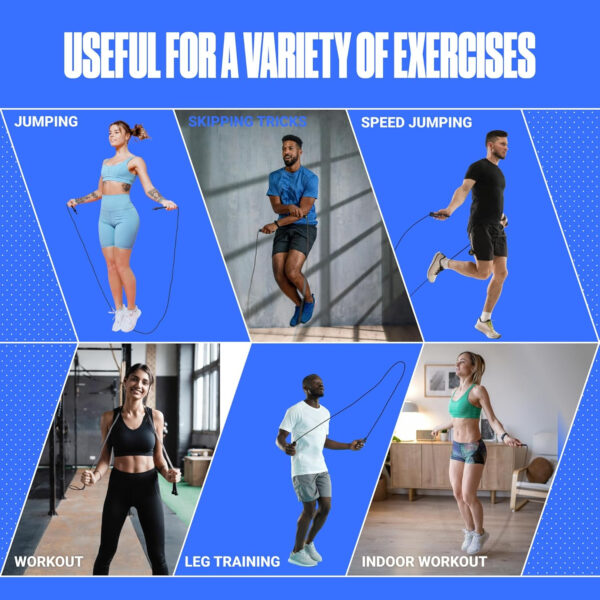 Adjustable Jump Rope for Fitness and Exercise – Skipping Rope for Cardio, Boxing, and Weight Loss – Speed Rope perfect for Men & Women