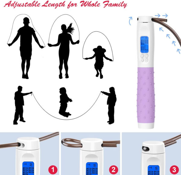 Te-Rich Jump Rope, Weighted Jump Rope for Fitness, Skipping Rope with Counter - Heavy Handles, Adjustable Length - Cordless Jumping Rope for Men Women Kids Fitness Exercise Training