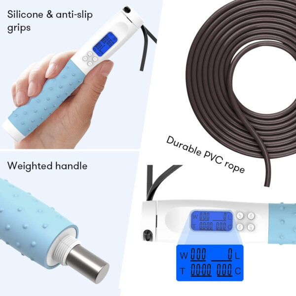 Te-Rich Jump Rope, Weighted Jump Rope for Fitness, Skipping Rope with Counter - Heavy Handles, Adjustable Length - Cordless Jumping Rope for Men Women Kids Fitness Exercise Training